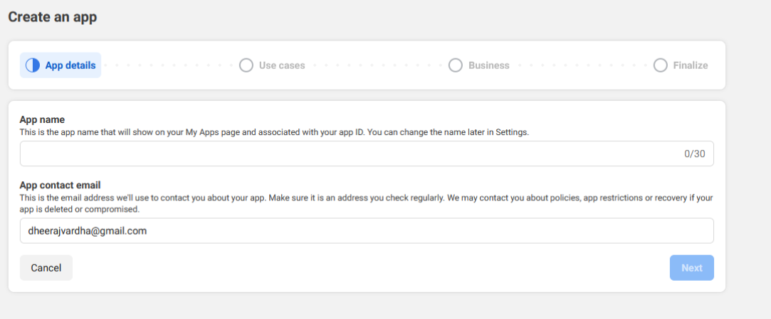 [Screenshot Placeholder – Meta App Creation Screen]