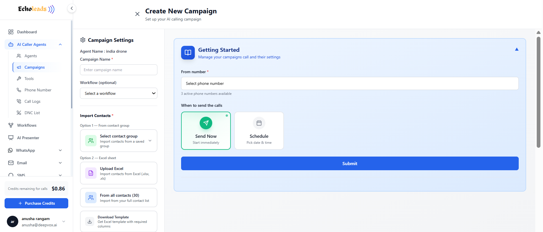 [Screenshot Placeholder — Campaign Creation Page]