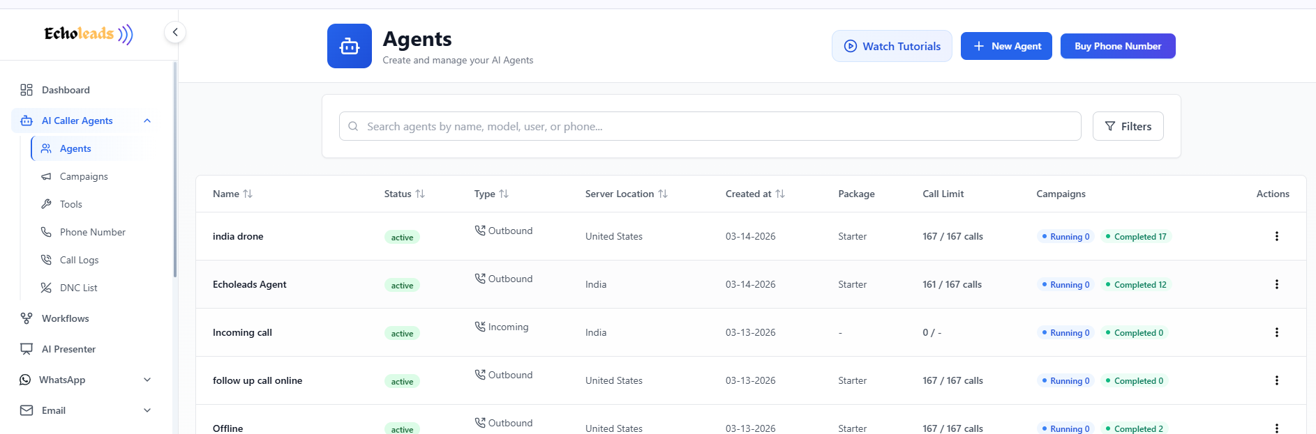 [Screenshot Placeholder — Agents Page with New Agent Button]