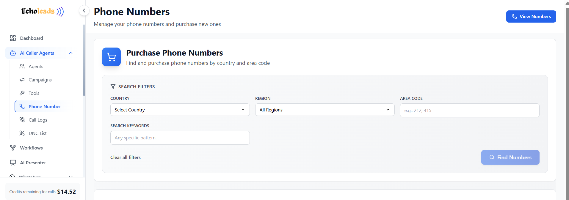 [Screenshot Placeholder — Phone Number Purchase Screen]